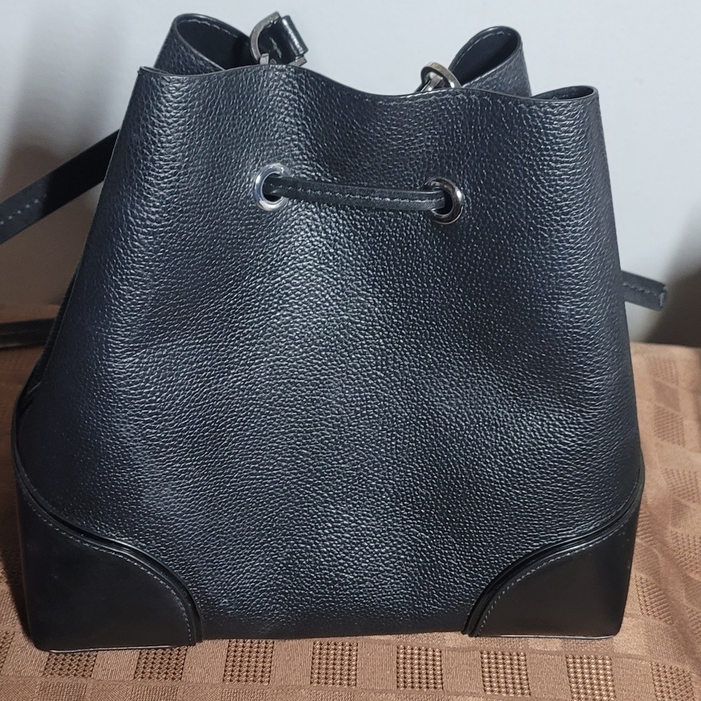 Michael Kors Black Leather Drawstring Bucket Bag - Picture 3 of 5